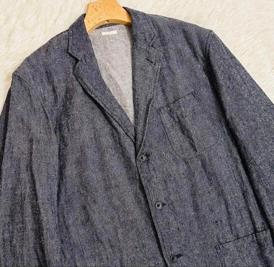 美品 コモリ テーラードジャケット ウールリネン シャツ デニム調 インディゴ