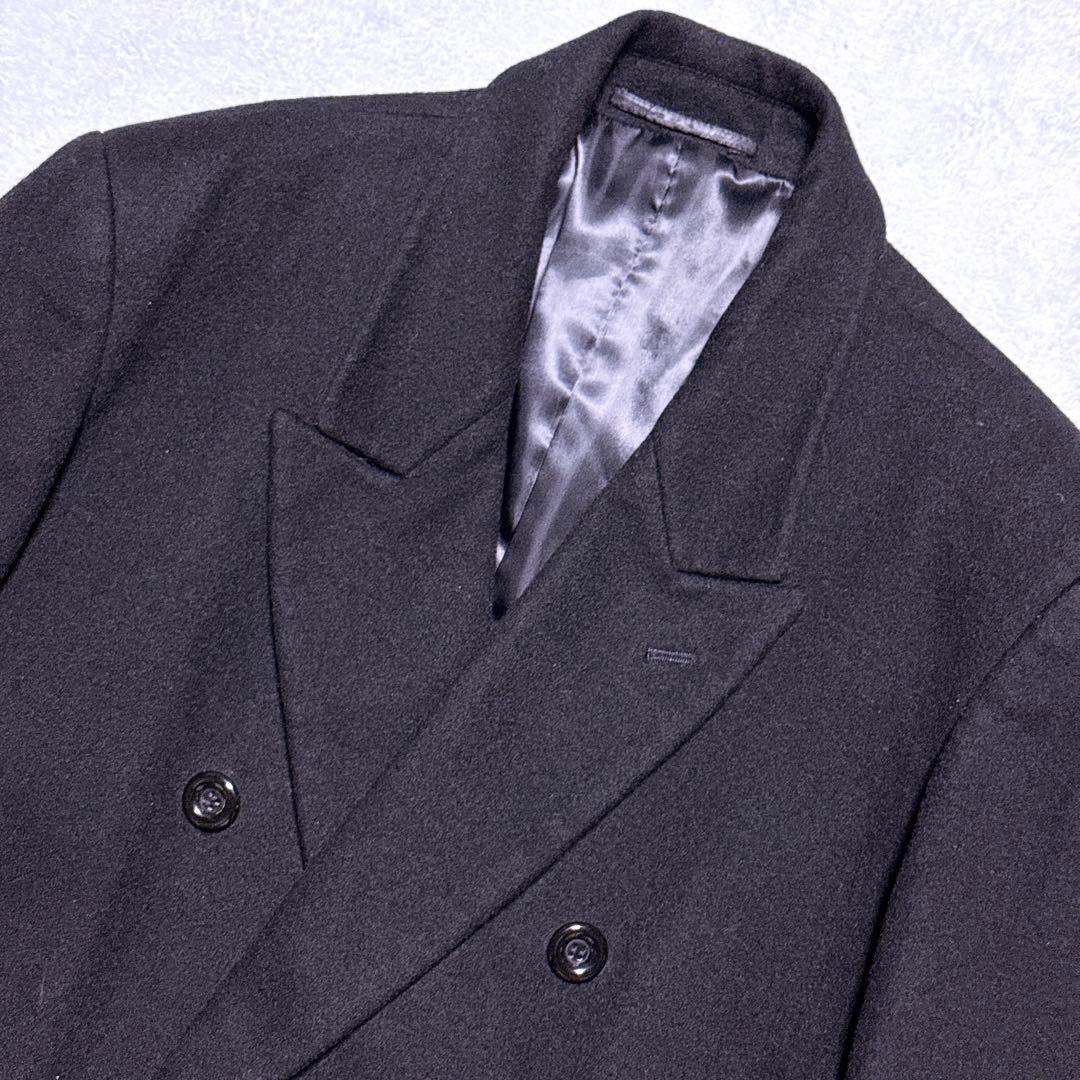 【未使用】CASHMERE ウールカシミヤ ダブル ロングコート マキシ丈 黒