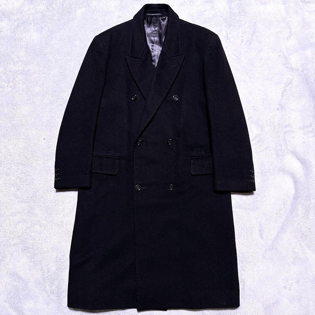 【未使用】CASHMERE ウールカシミヤ ダブル ロングコート マキシ丈 黒