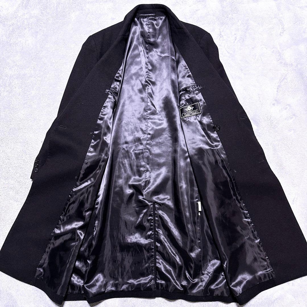 【未使用】CASHMERE ウールカシミヤ ダブル ロングコート マキシ丈 黒