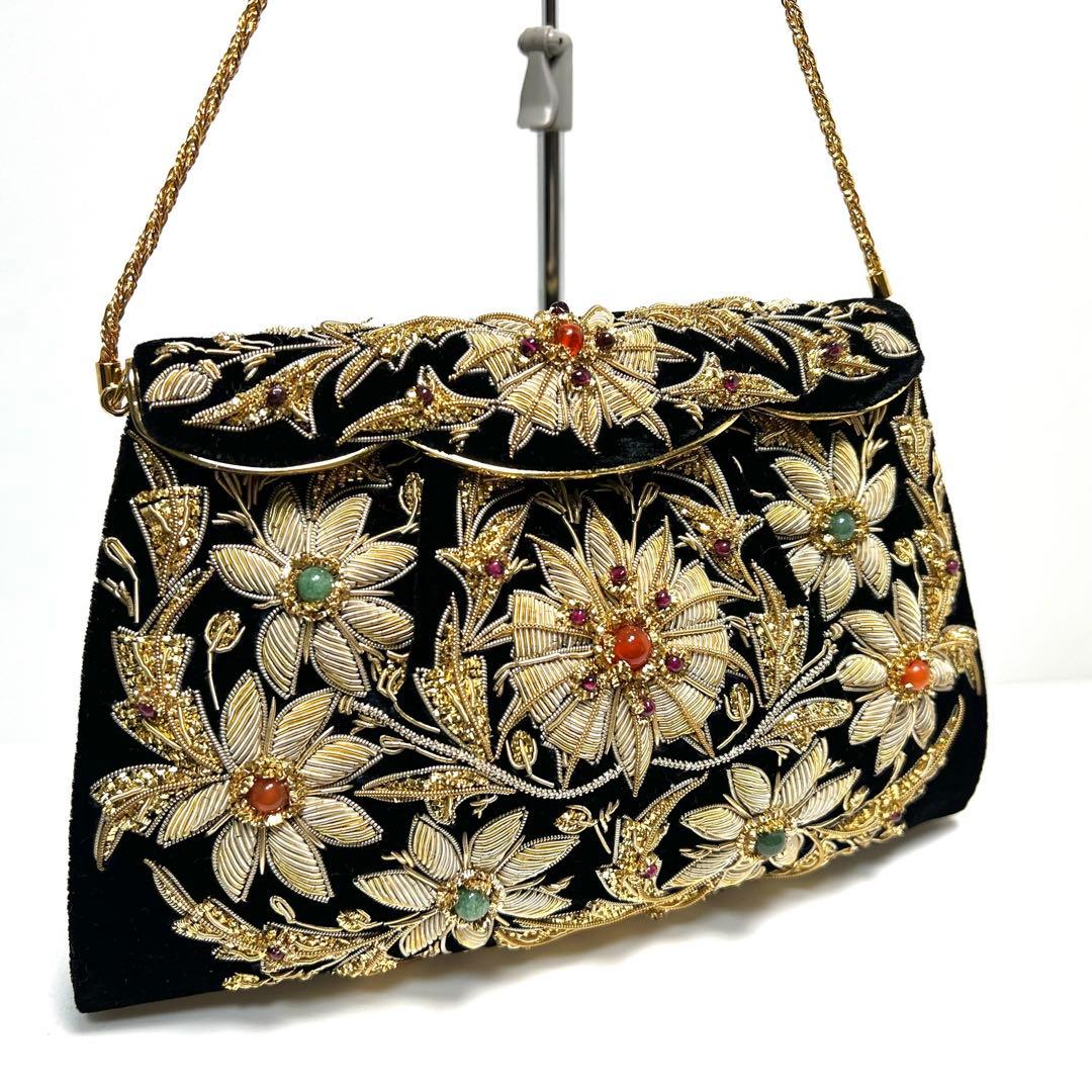 【美品】LUMY はしもと ルミー/ハンドバッグ ビーズバッグ パーティーバッグ