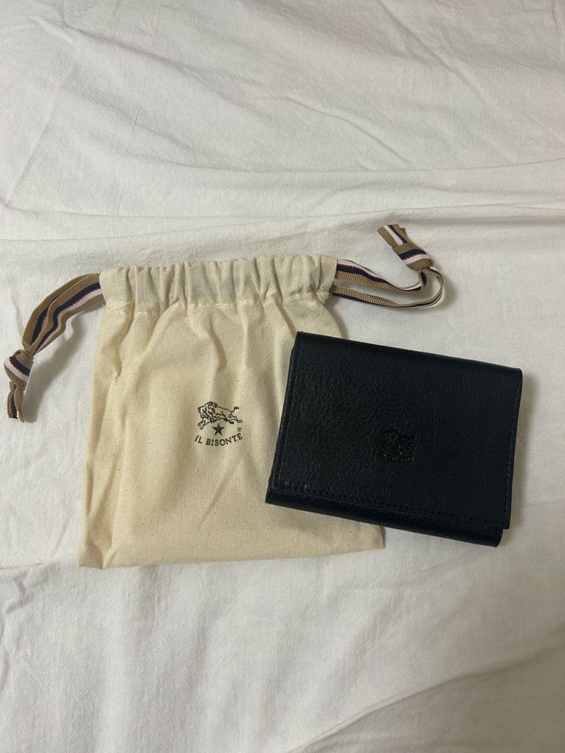 新品・未使用　イルビゾンテ レザー製三つ折り財布 黒 保存袋付き