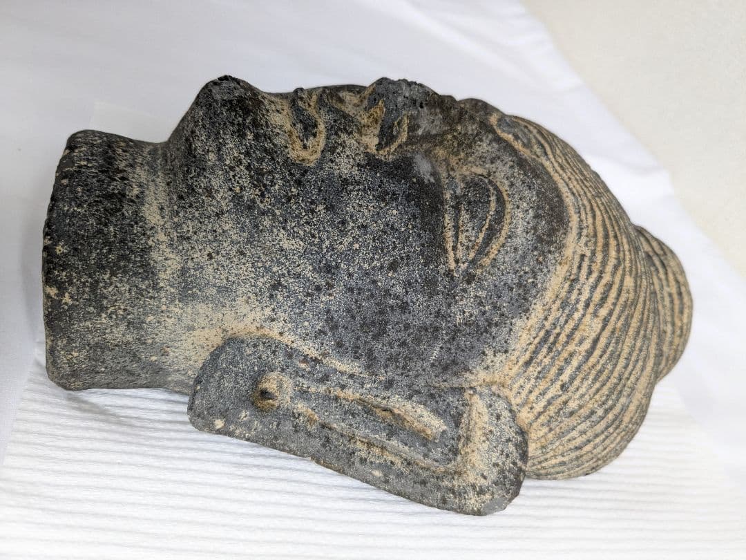 石製仏像頭部 彫刻オブジェ 中国古美術