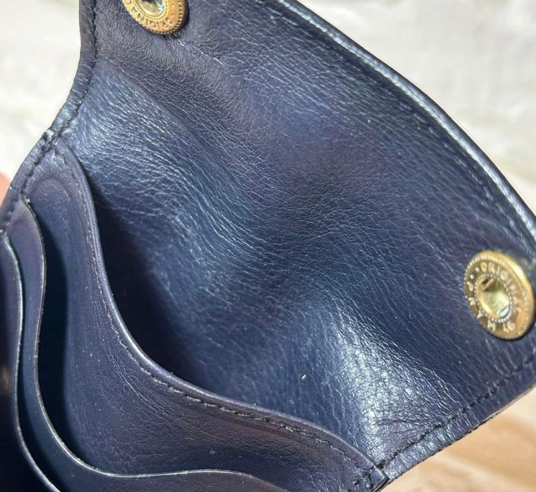 イルビゾンテ　三つ折り財布　ミニウォレット　シボ革　レザー　ネイビー