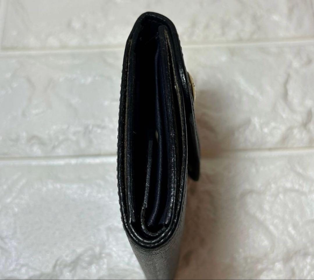 イルビゾンテ　三つ折り財布　ミニウォレット　シボ革　レザー　ネイビー