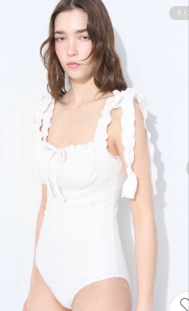 ショルダーリボンスウィムウェア　ホワイト