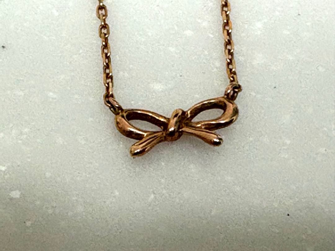 ete リボン　ネックレス　ピンクゴールド