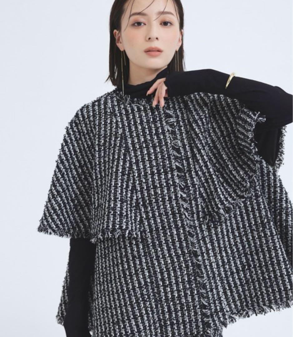 コート アウター ツイードケープジャケット レディース