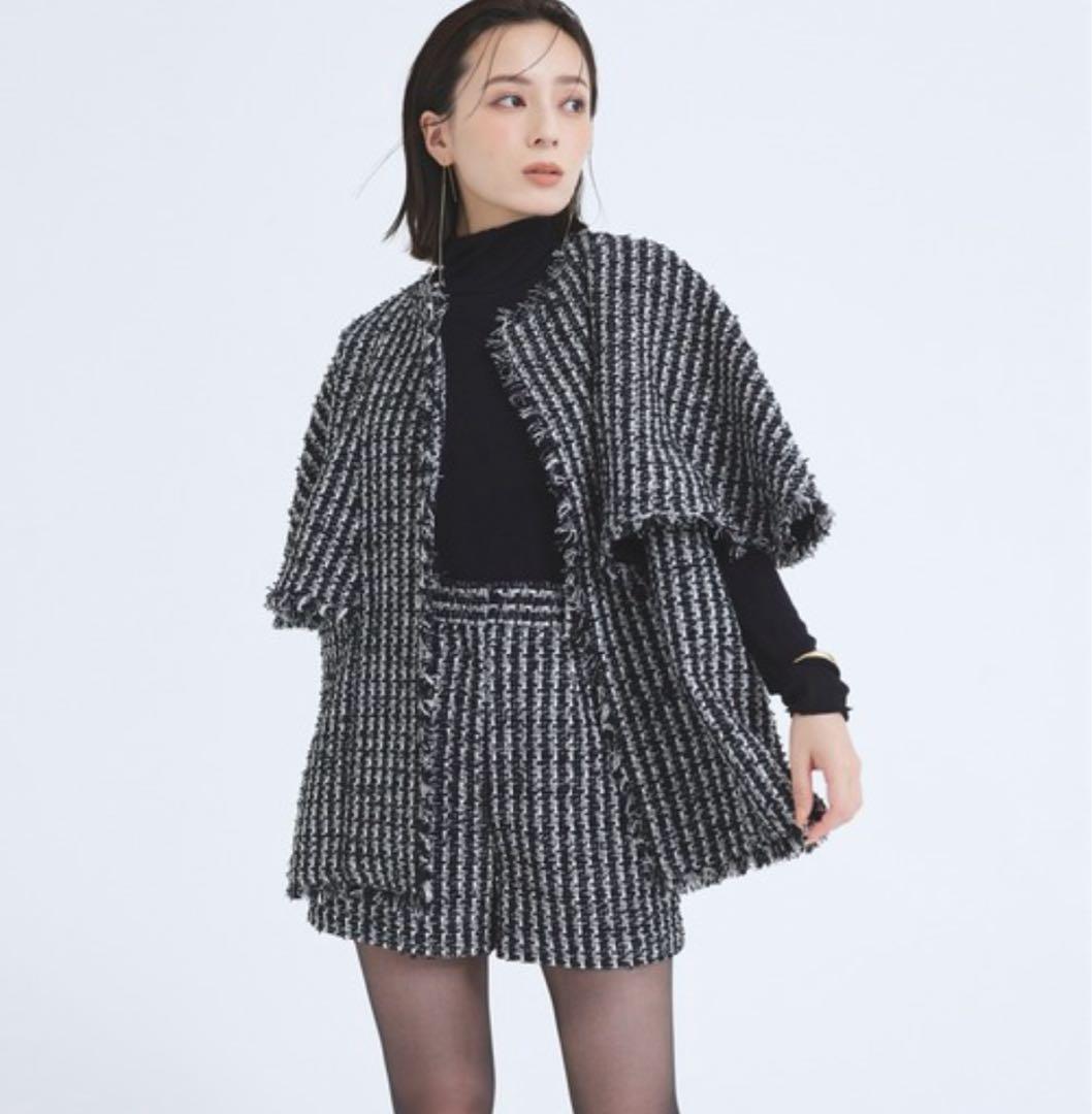 コート アウター ツイードケープジャケット レディース