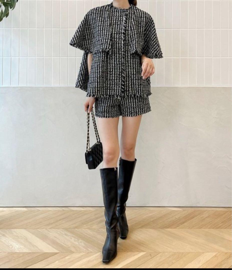 コート アウター ツイードケープジャケット レディース