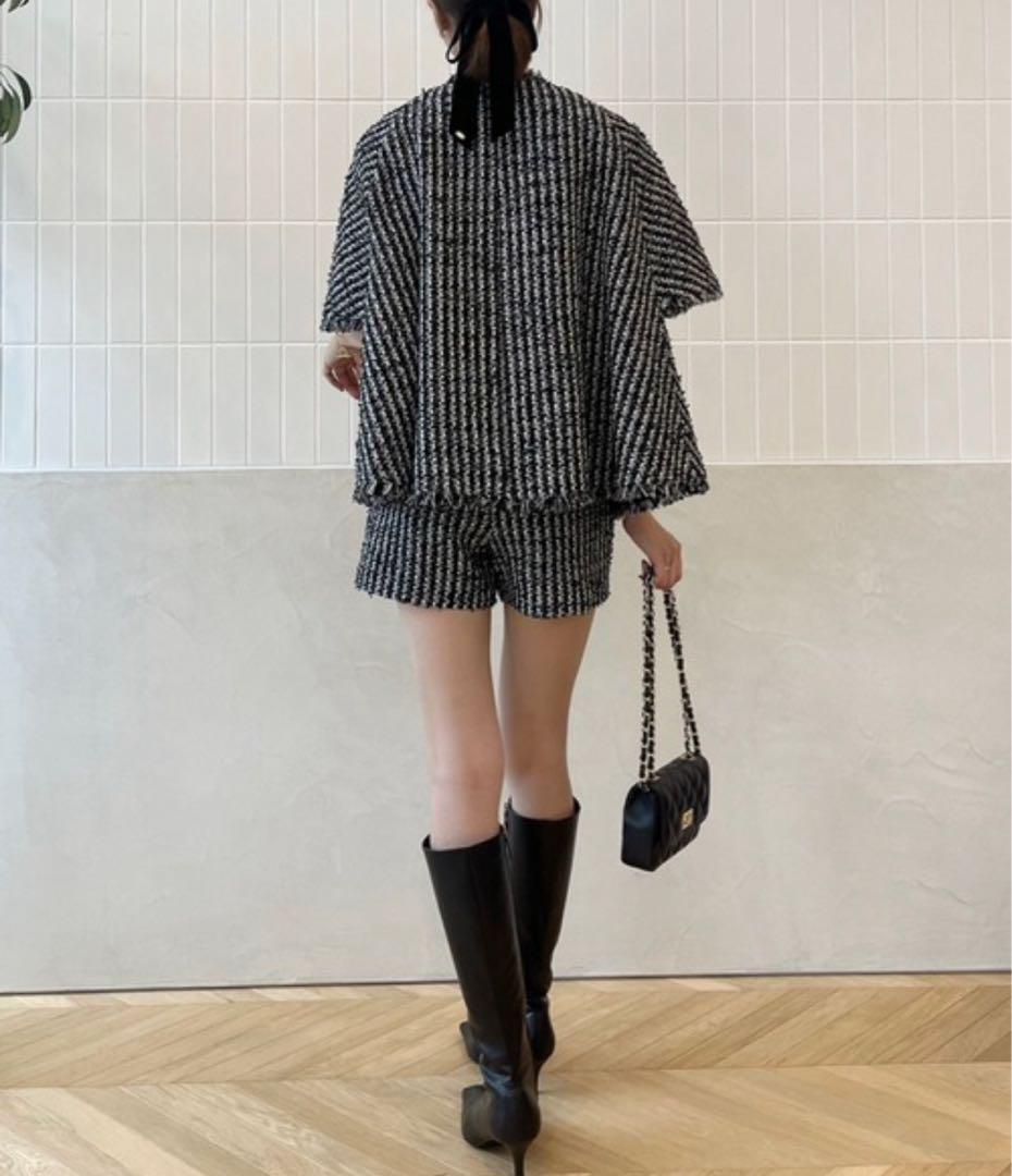 コート アウター ツイードケープジャケット レディース