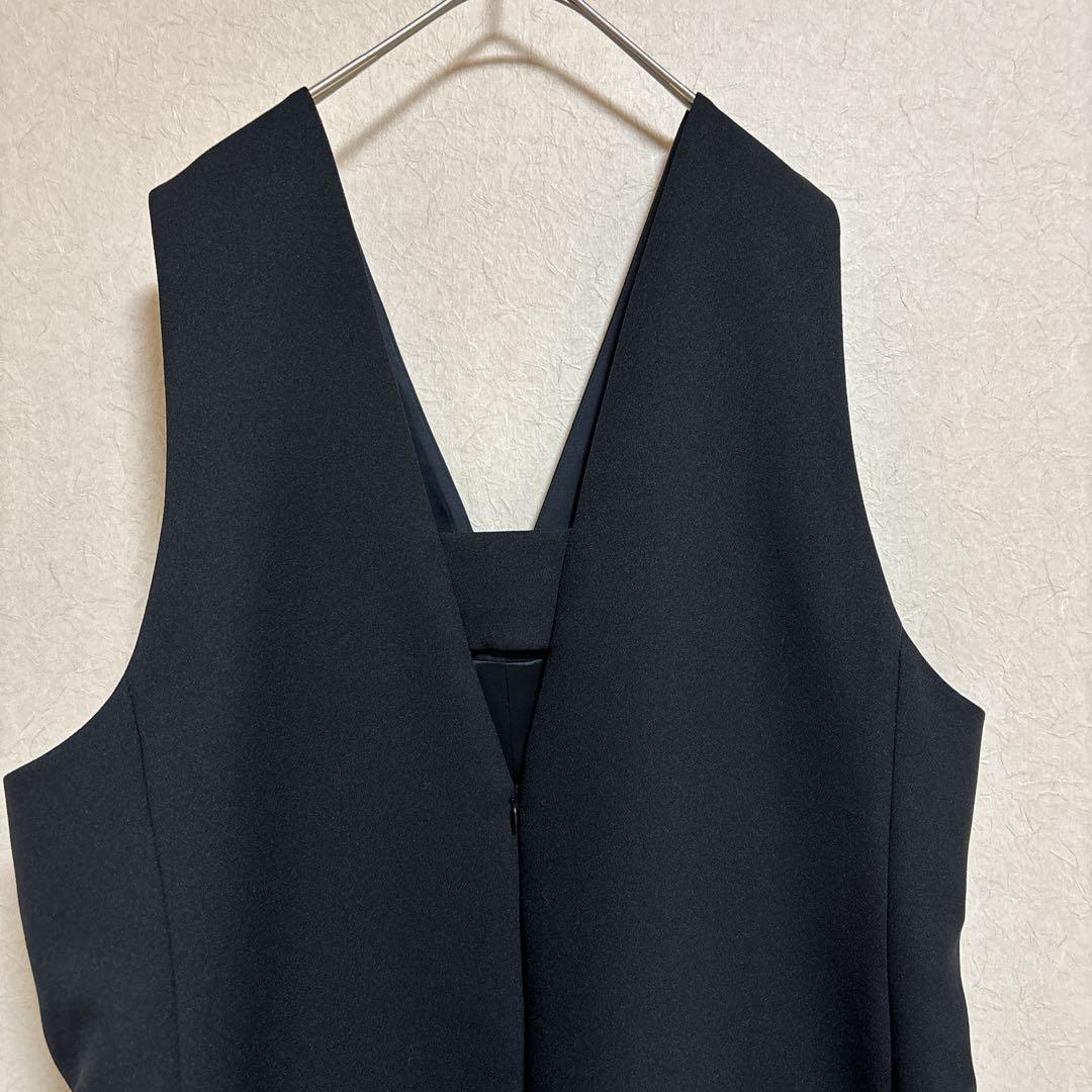 Maglie for white 黒 Vネック ワンピース Aライン 裏地付17