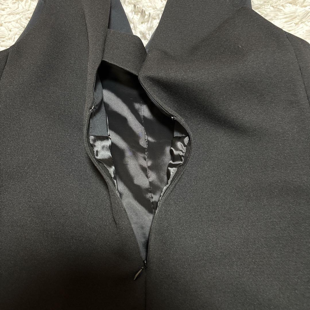 Maglie for white 黒 Vネック ワンピース Aライン 裏地付17