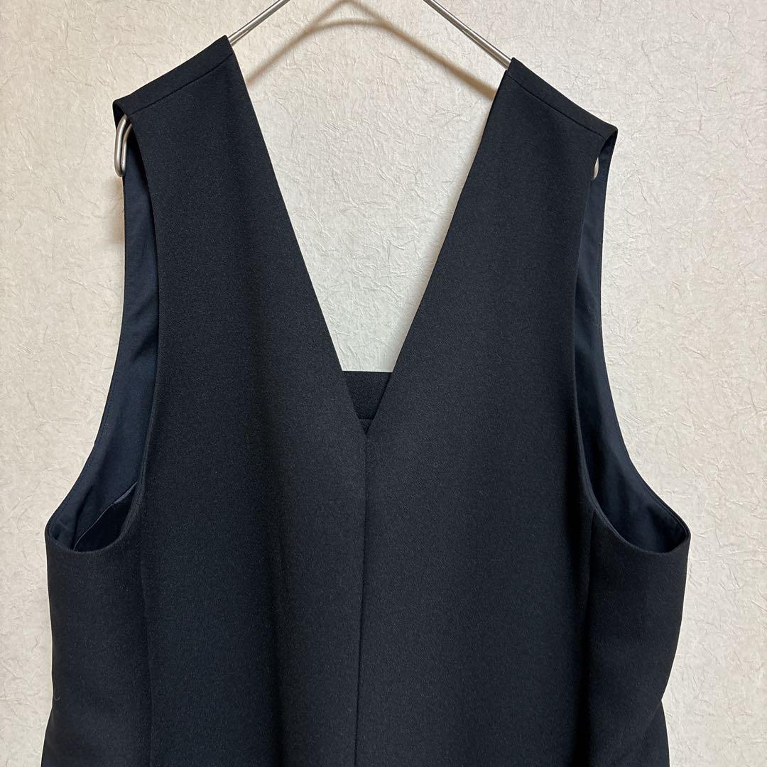 Maglie for white 黒 Vネック ワンピース Aライン 裏地付17