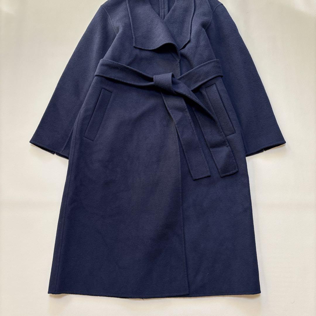 SNIDEL スナイデル シャルムビッグカラーロングコート リバーコート 紺