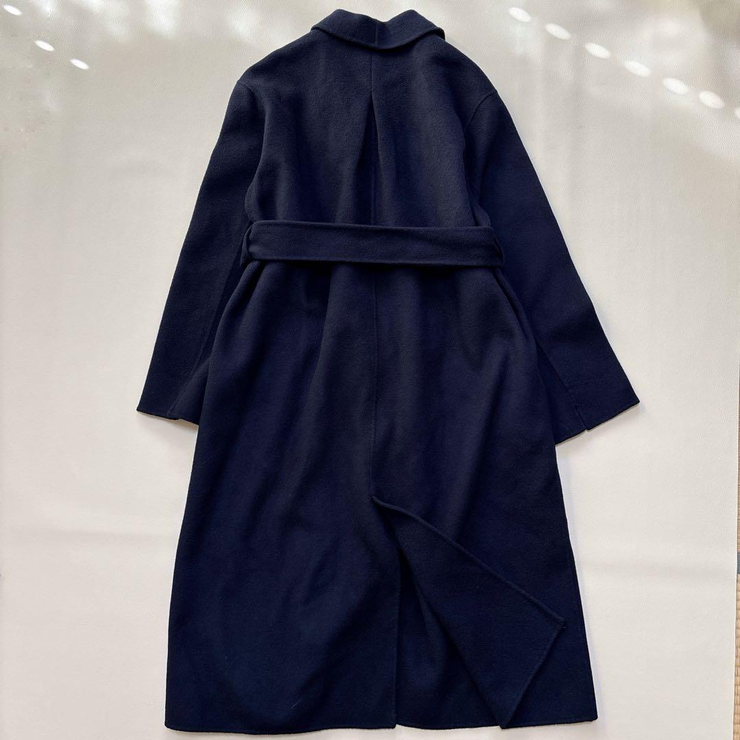 SNIDEL スナイデル シャルムビッグカラーロングコート リバーコート 紺