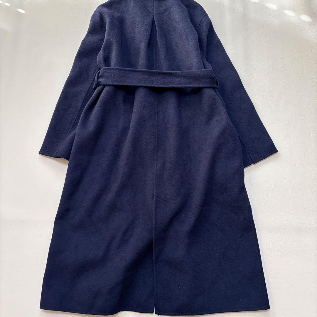 SNIDEL スナイデル シャルムビッグカラーロングコート リバーコート 紺