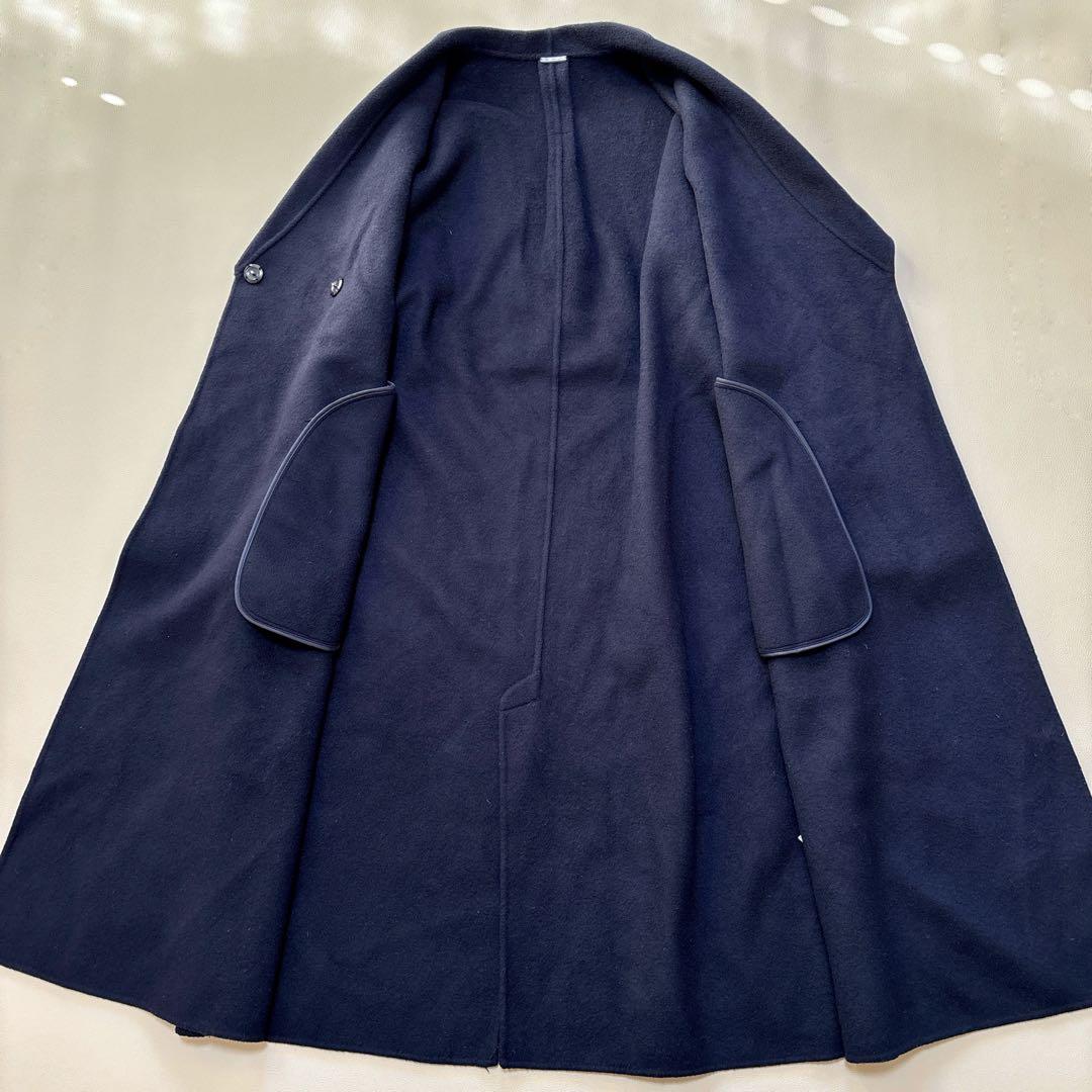 SNIDEL スナイデル シャルムビッグカラーロングコート リバーコート 紺