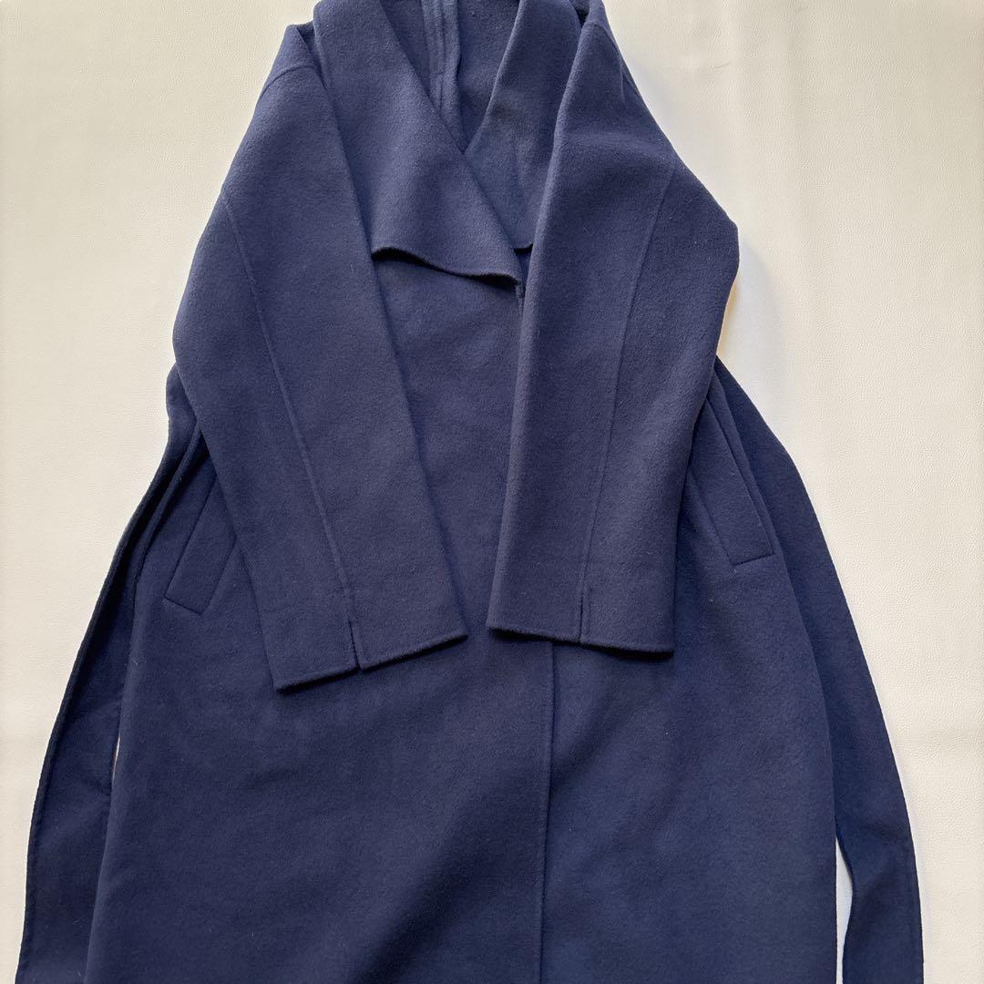 SNIDEL スナイデル シャルムビッグカラーロングコート リバーコート 紺