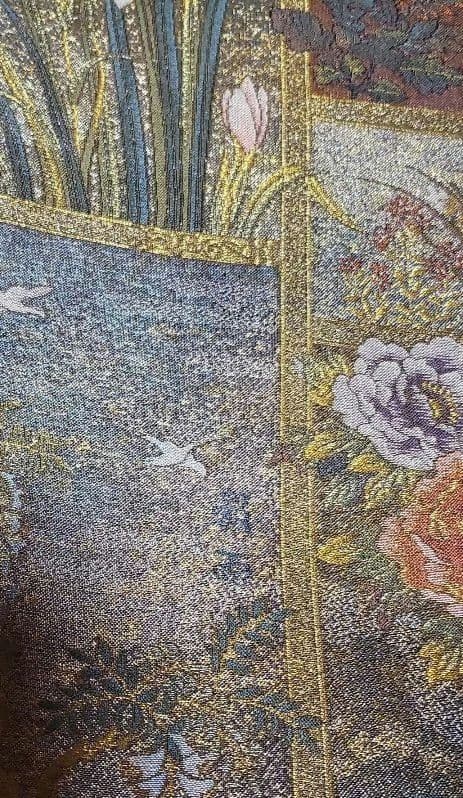 御袋帯 花歳詩季 西陣あさぎ 分析通知書あり