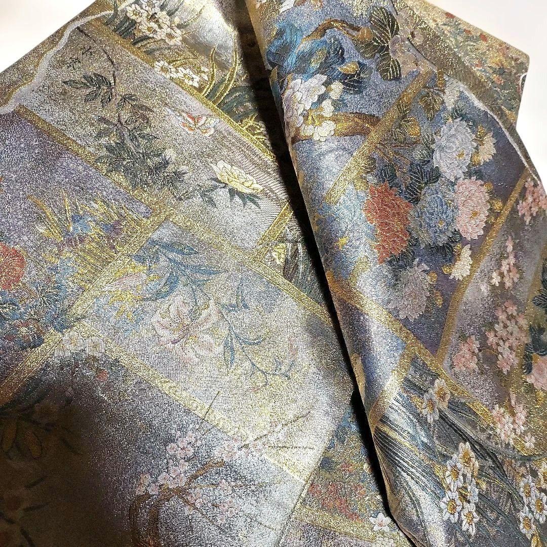 御袋帯 花歳詩季 西陣あさぎ 分析通知書あり