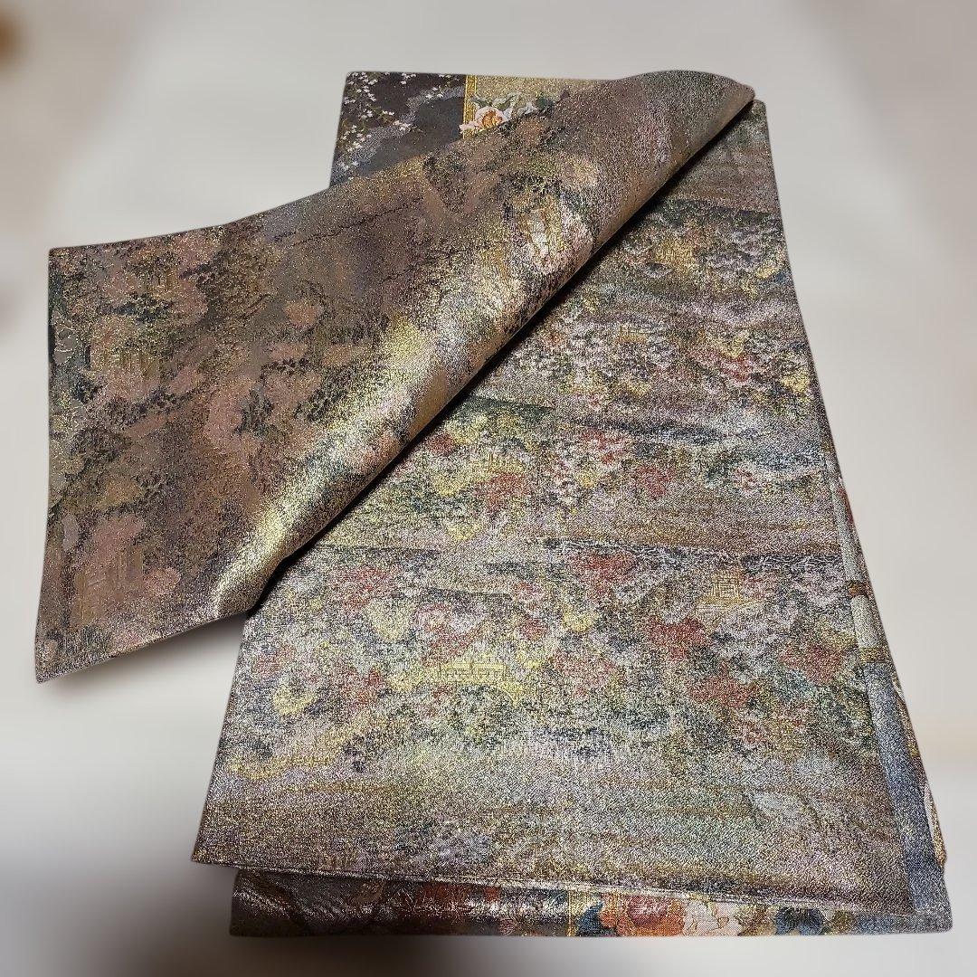 御袋帯 花歳詩季 西陣あさぎ 分析通知書あり