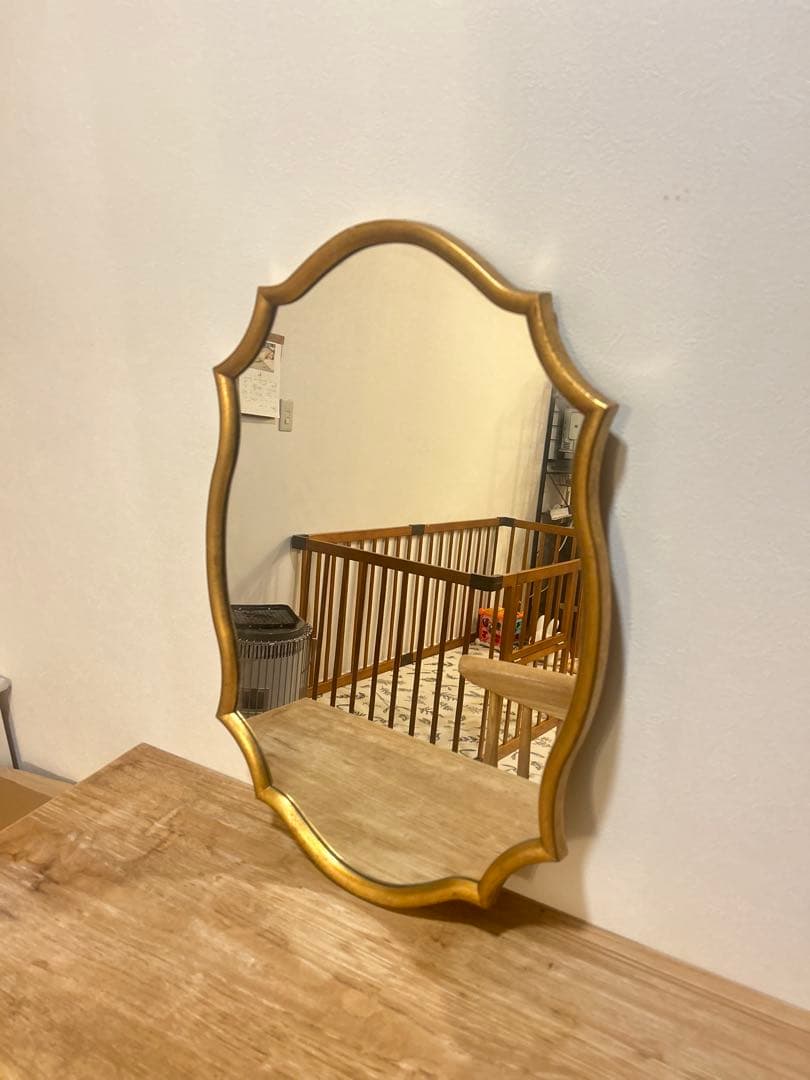 【美品】zara ゴールドオーバル壁掛けミラー