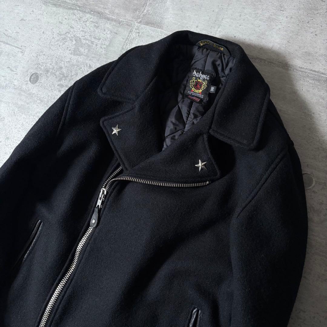 極美品 Schott ウール ライダース ピーコート ワンスター USA製 38