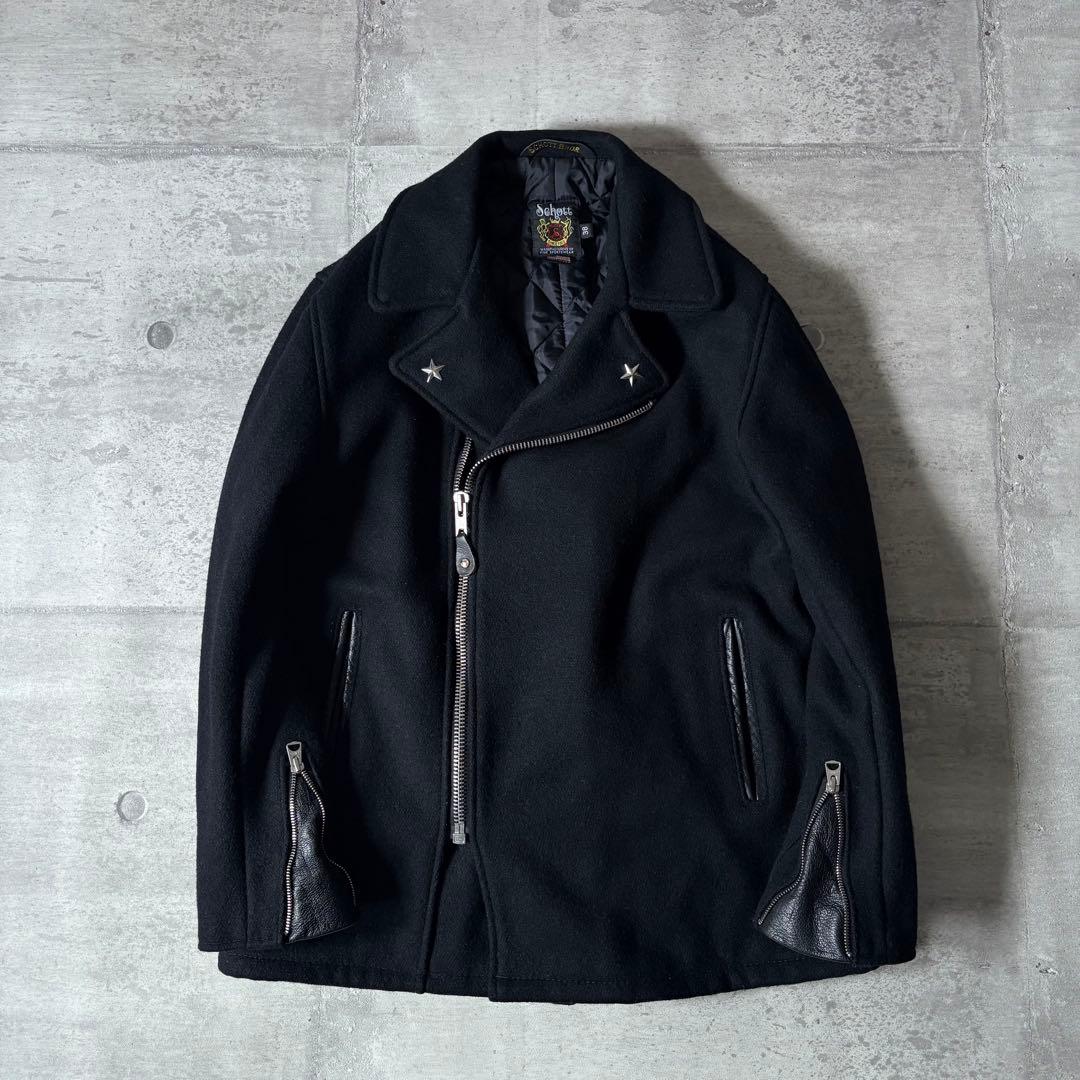 極美品 Schott ウール ライダース ピーコート ワンスター USA製 38