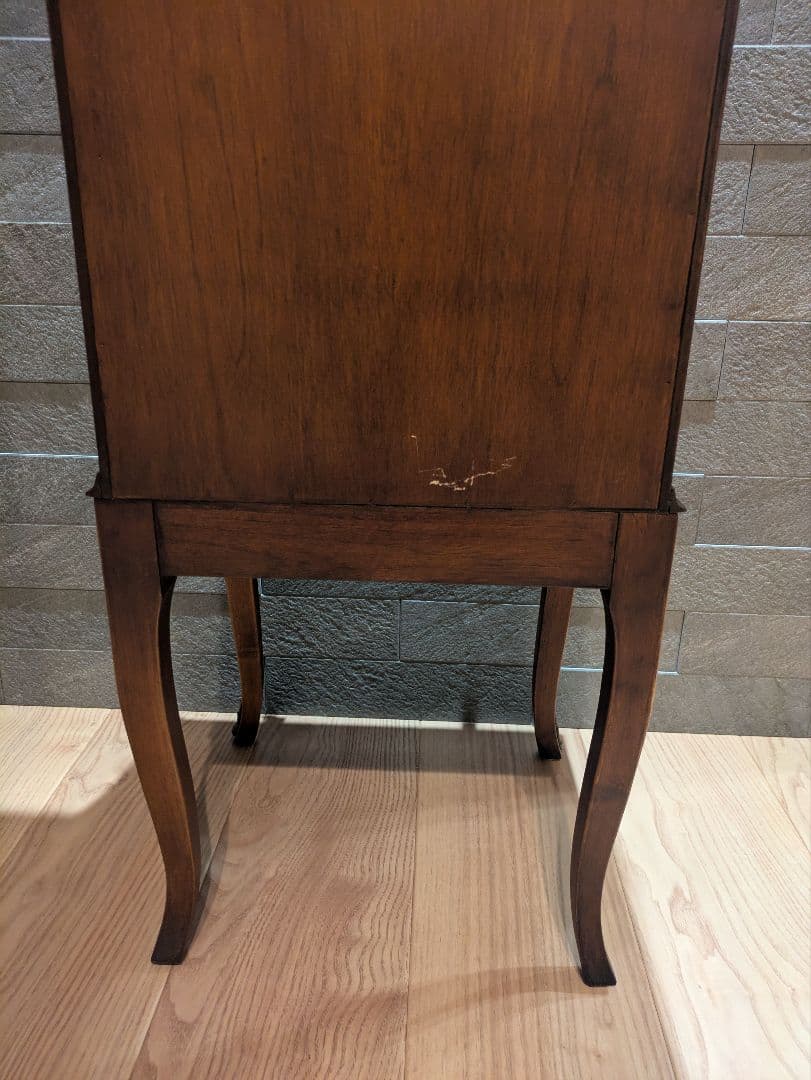 英国 猫脚 アンティーク調 キャビネット 飾り棚 引き出し付き コンソールラック