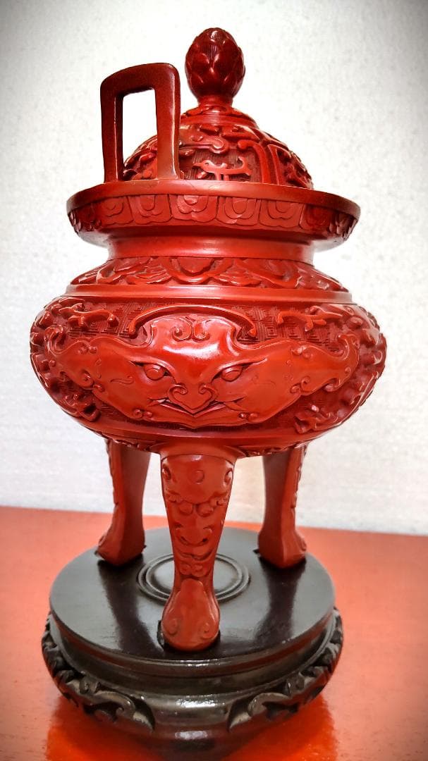 中国古玩　堆朱　ついしゅ　香炉