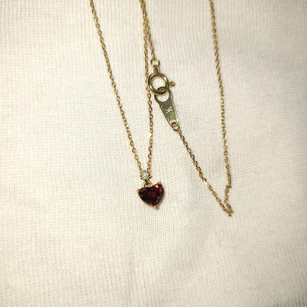 Vendome Aoyama ゴールドハートネックレス　ガーネット