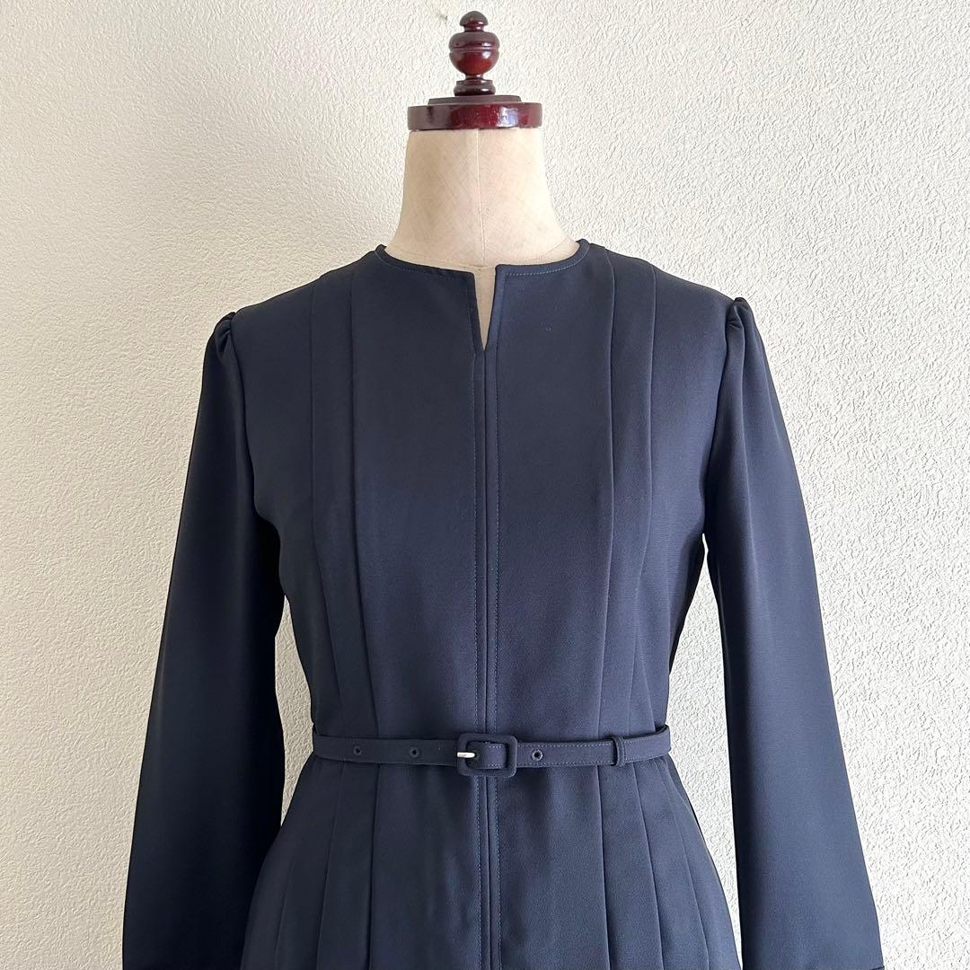 【美品】CELFORD ベルト付バックサテンタックワンピース 卒入学 フォーマル