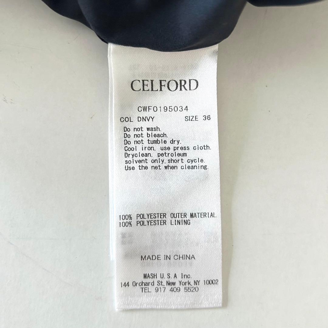 【美品】CELFORD ベルト付バックサテンタックワンピース 卒入学 フォーマル