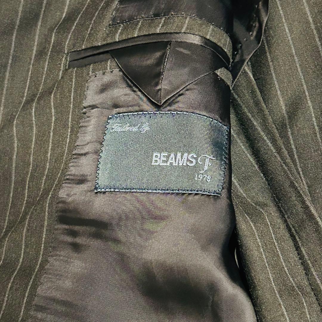 【美品】ビームスエフ セットアップ スーツ ストライプ ダークグレー 97 M