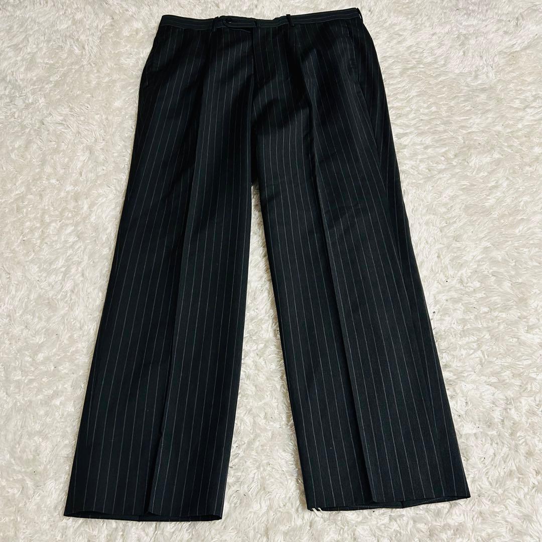 【美品】ビームスエフ セットアップ スーツ ストライプ ダークグレー 97 M