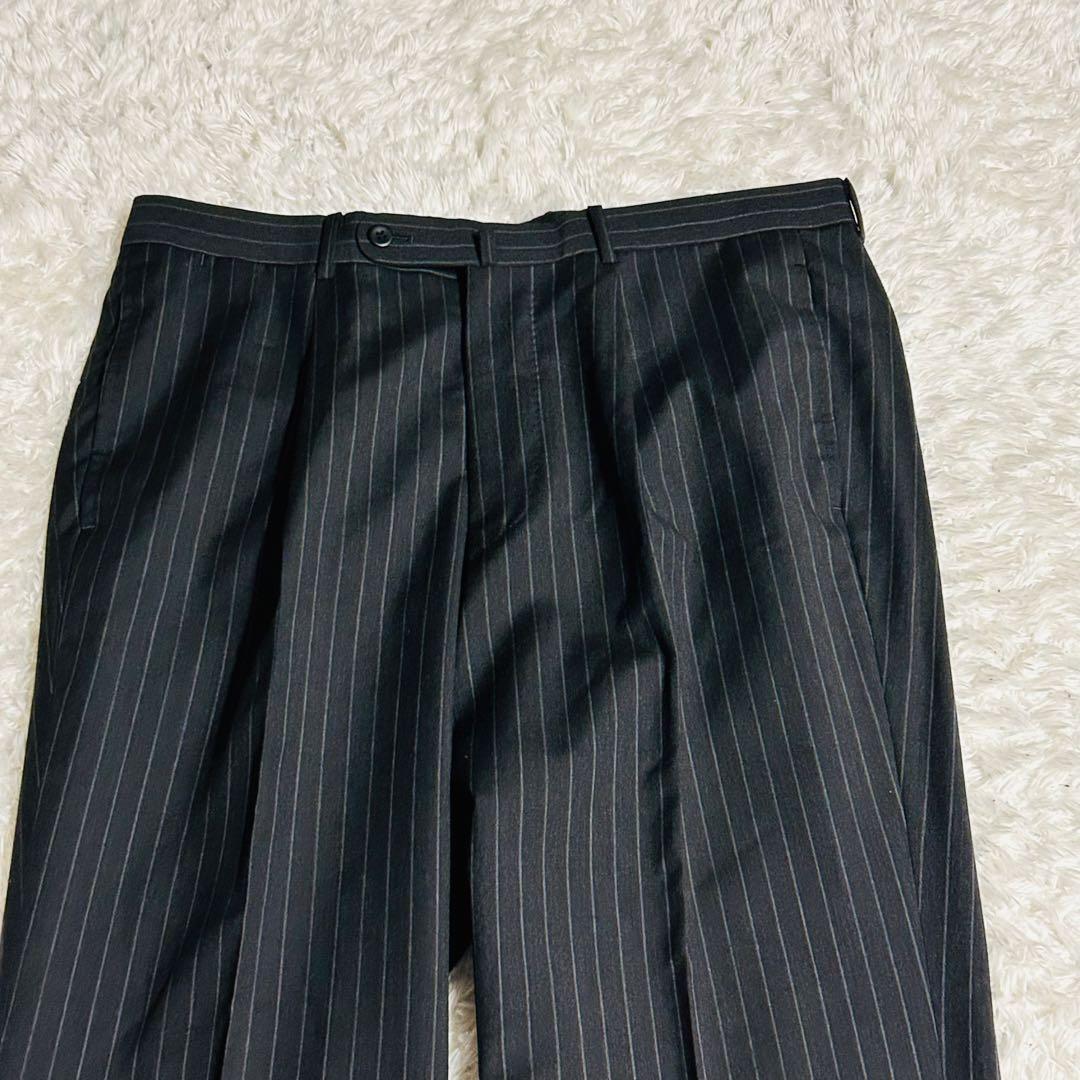 【美品】ビームスエフ セットアップ スーツ ストライプ ダークグレー 97 M