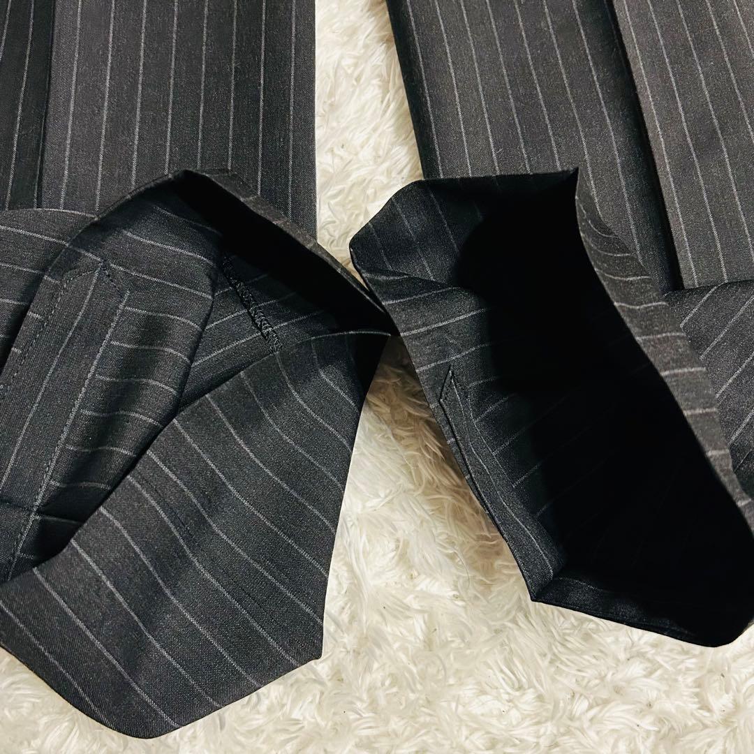 【美品】ビームスエフ セットアップ スーツ ストライプ ダークグレー 97 M