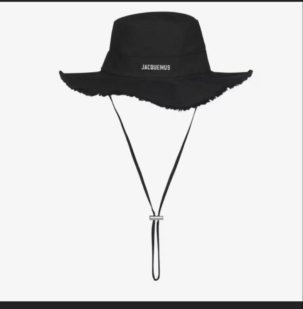 JACQUEMUS ブラック バケットハット フリンジ付き