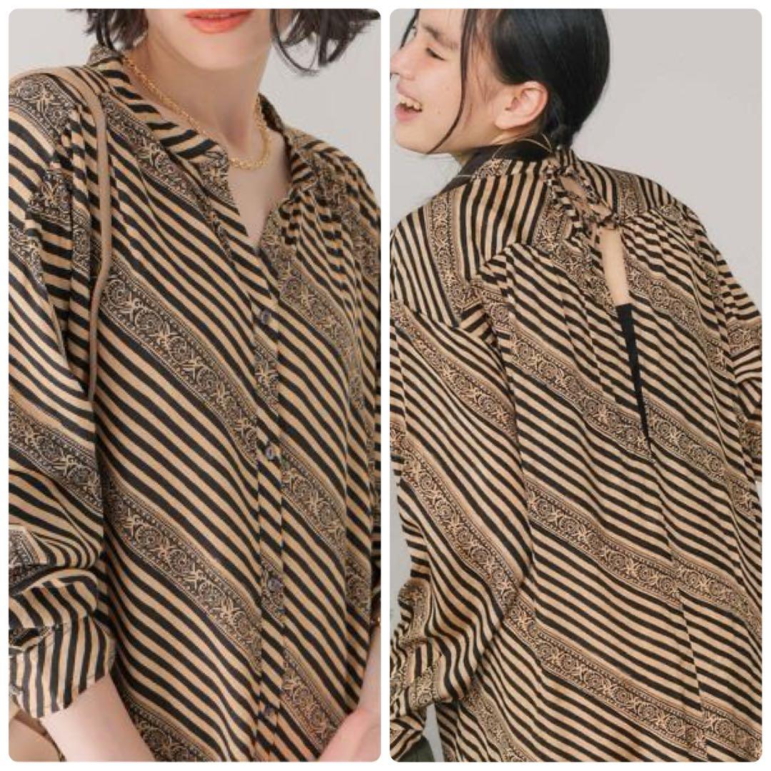 【Sara Mallika】ジャガードストライププリント　カフタンワンピース　S