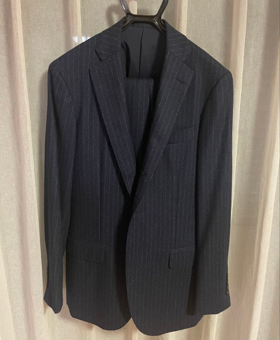 BEAMS スーツ ロロピアーナ モヘア ストライプ ネイビー L 48 紺