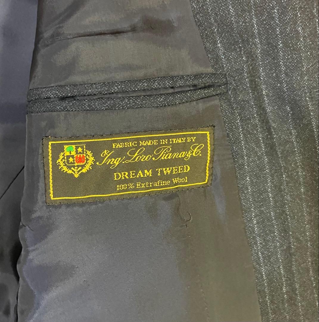 BEAMS スーツ ロロピアーナ モヘア ストライプ ネイビー L 48 紺