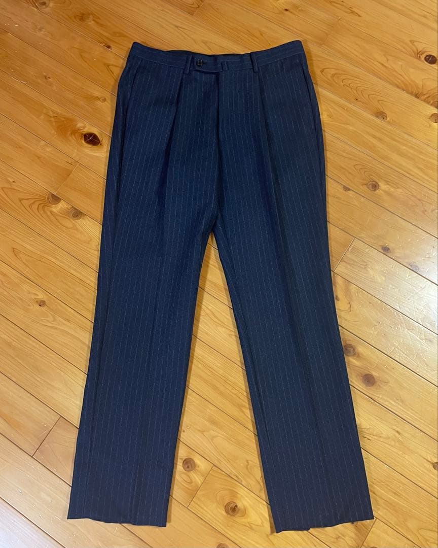 BEAMS スーツ ロロピアーナ モヘア ストライプ ネイビー L 48 紺