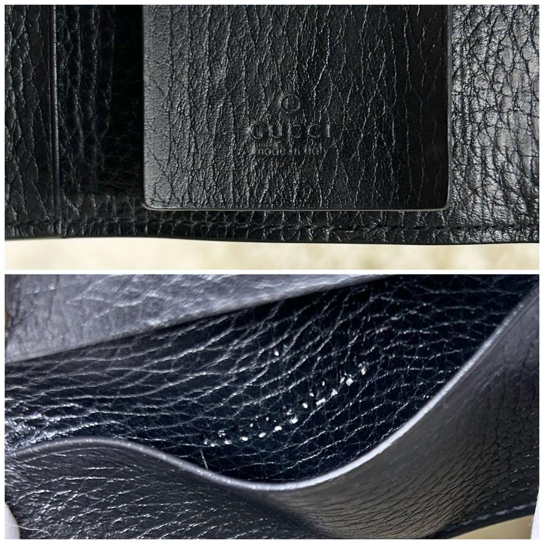 付属品有り グッチ キーケース 6連 レザー GGロゴ マーモント 総柄ブラック