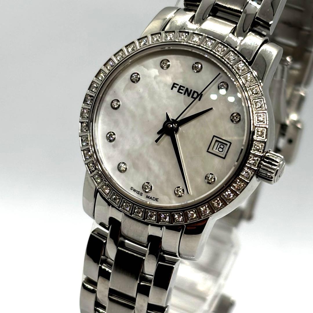 【未使用級/稼動】フェンディ 2100L クラシコ 11P ダイヤベゼル 腕時計