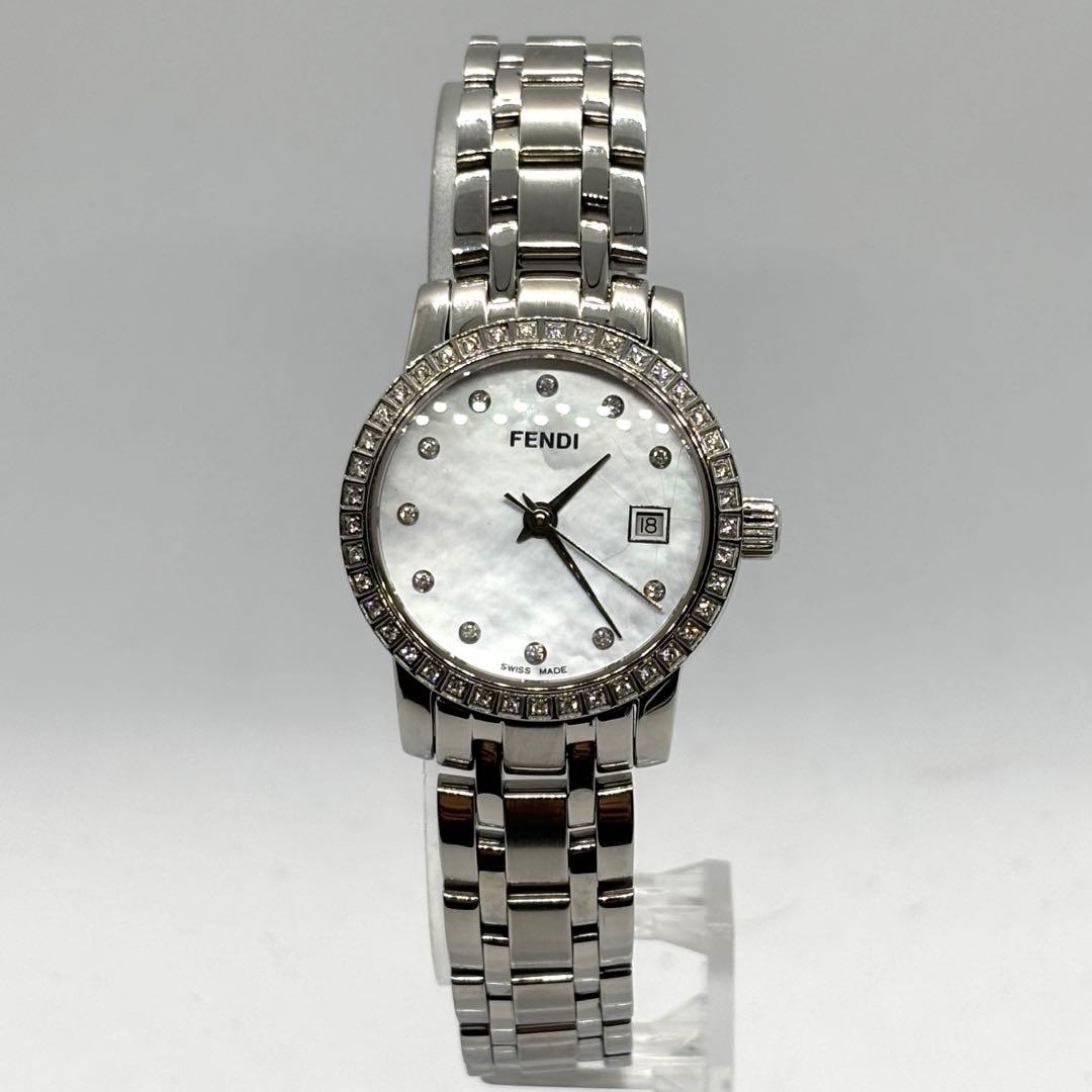 【未使用級/稼動】フェンディ 2100L クラシコ 11P ダイヤベゼル 腕時計