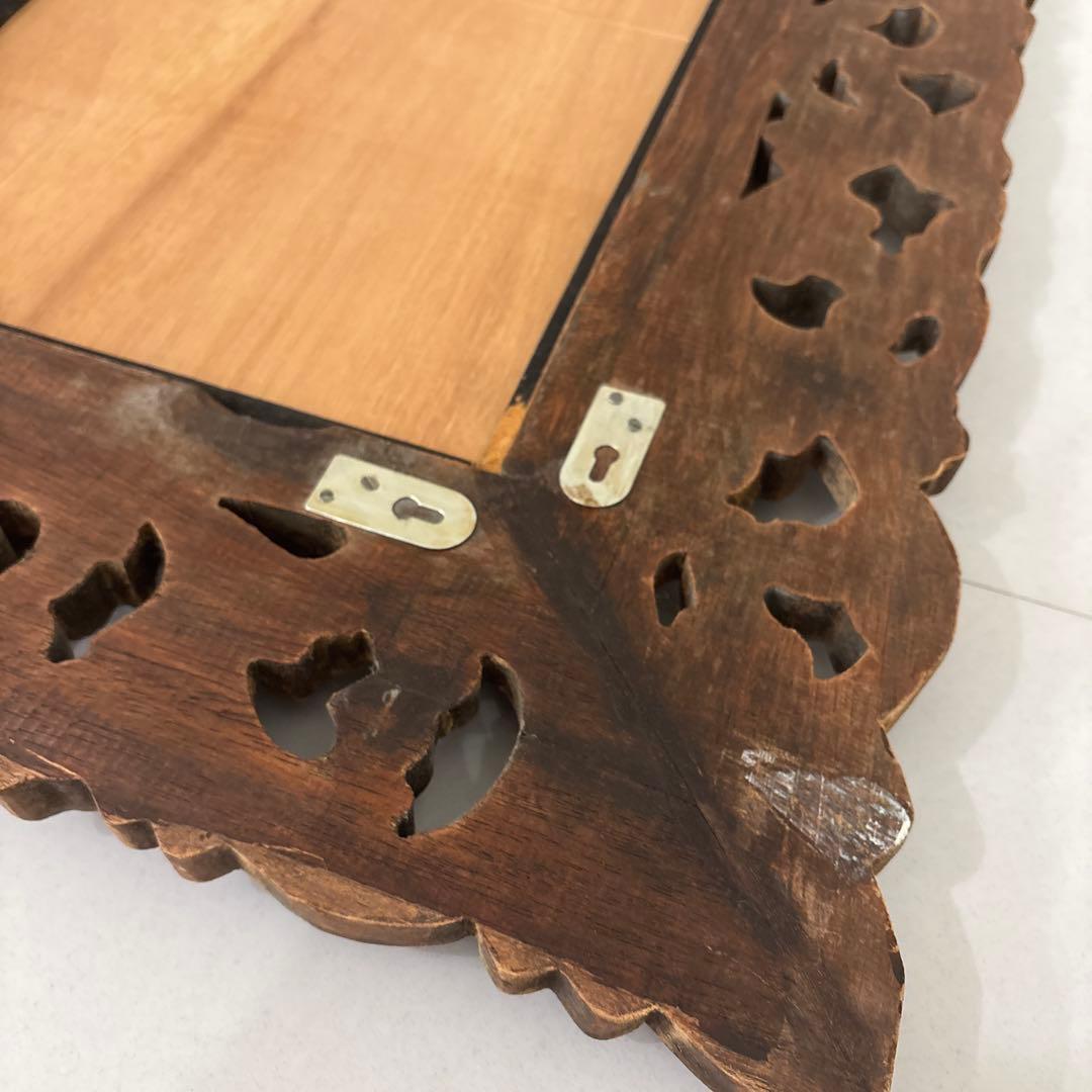 大きいサイズ！バリ　アジアン　レリーフ　壁掛けミラー　鏡