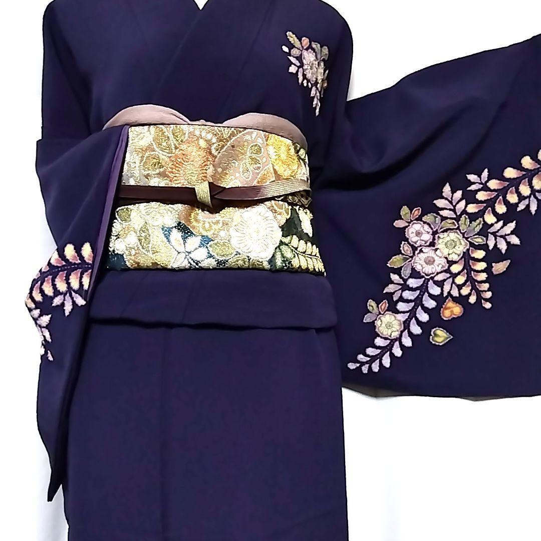 翠山工房 落款 セット 辻ケ花 辻ヶ花 袋帯 辻が花 訪問着 青 紫 絞り