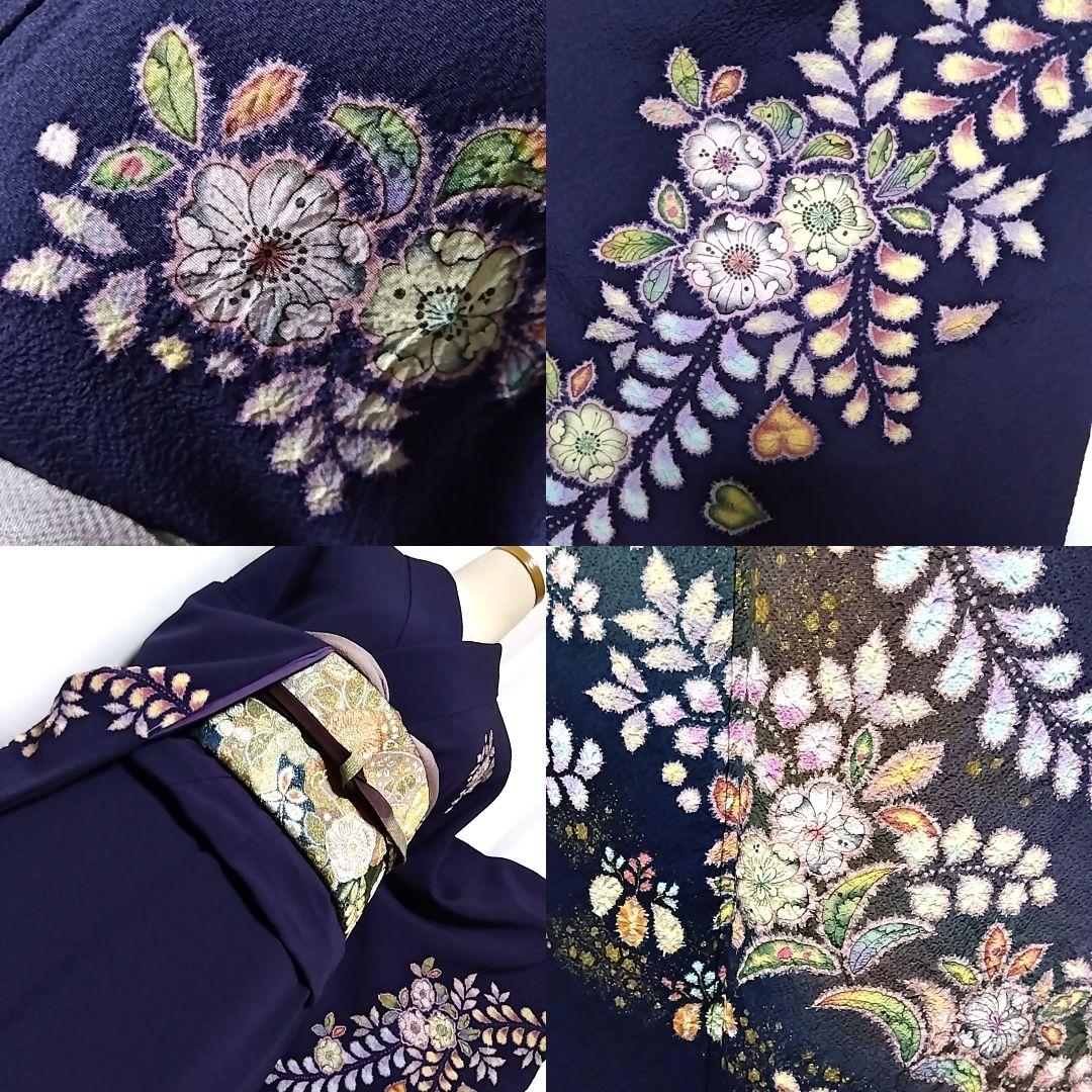 翠山工房 落款 セット 辻ケ花 辻ヶ花 袋帯 辻が花 訪問着 青 紫 絞り