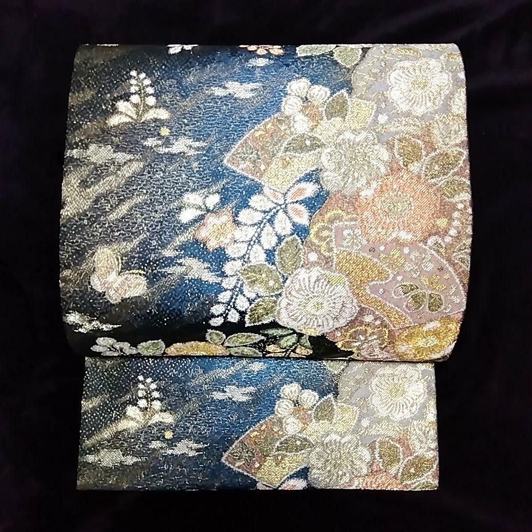 翠山工房 落款 セット 辻ケ花 辻ヶ花 袋帯 辻が花 訪問着 青 紫 絞り